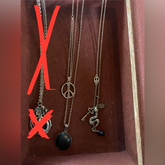 LUCKY BRAND Necklaces x2 double peace sign pendant & snake pendant necklaces - Picture 2 of 8